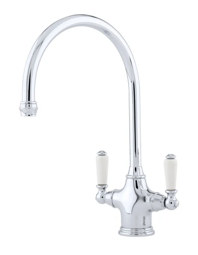 Perrin and Rowe Phoenician Monobloc Mixer Tap - White Porcelain Levers 