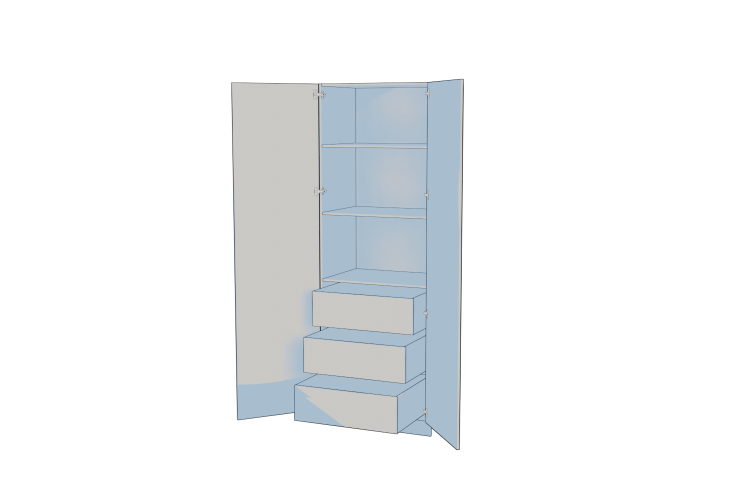 Double Larder With 3 Drawers