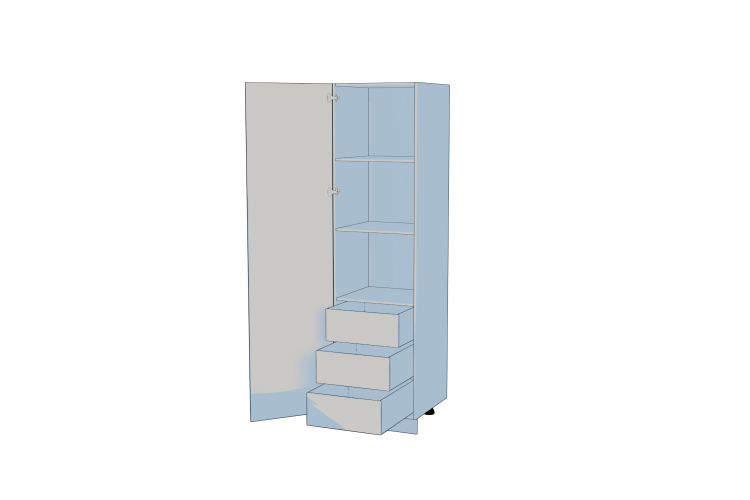 Single Larder With 3 Drawers